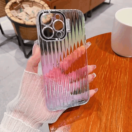 جراب هاتف iPhone بحامل غير مرئي من Aurora Laser Graident مع واقي عدسة