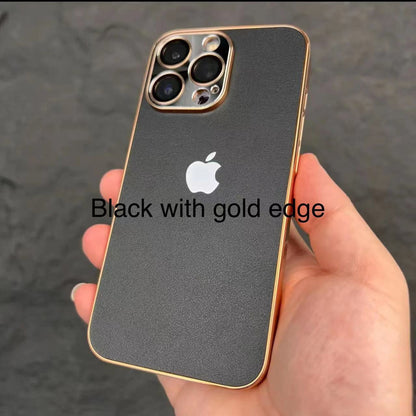 Metal goggles ultra-thin PC electroplated leather pattern hard shell iPhone phone case
