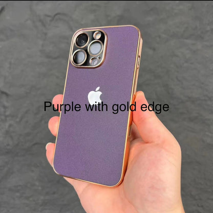 Metal goggles ultra-thin PC electroplated leather pattern hard shell iPhone phone case