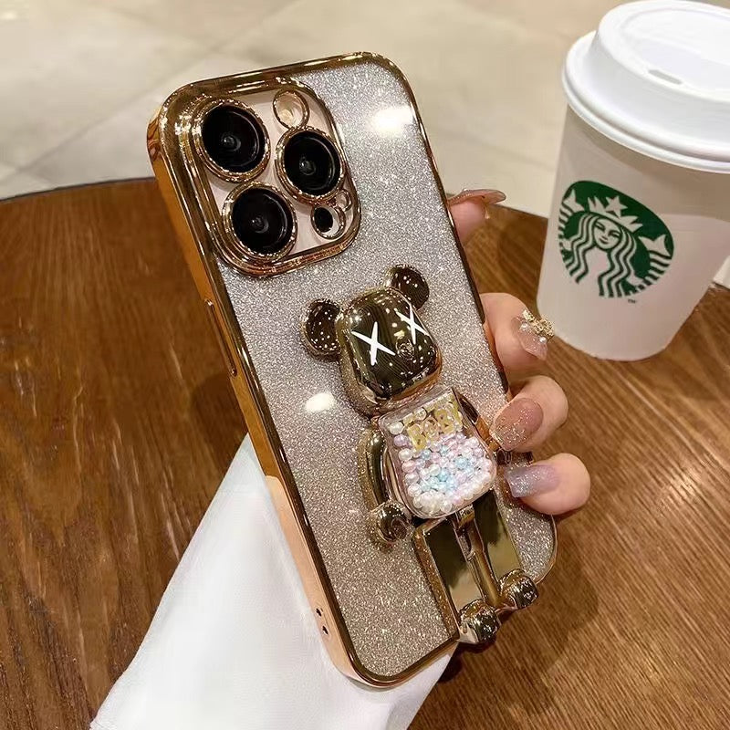 جراب هاتف Apple مع غلاف عدسة/تدرج الألوان على شكل حلوى كرتونية/دب فاكهة