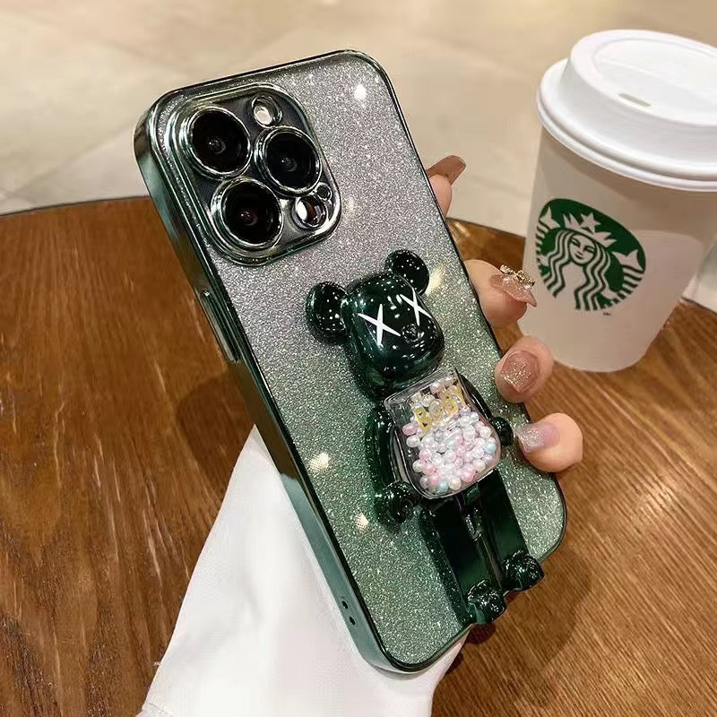 جراب هاتف Apple مع غلاف عدسة/تدرج الألوان على شكل حلوى كرتونية/دب فاكهة