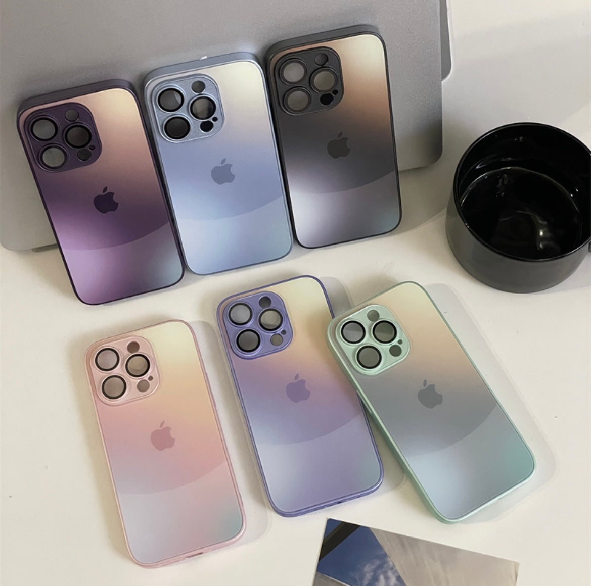 Suitable for Apple series iPhone15 niche 14pro splicing gradient color 13p built-in lens film 11 mobile phone case