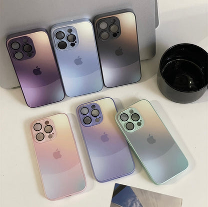 Suitable for Apple series iPhone15 niche 14pro splicing gradient color 13p built-in lens film 11 mobile phone case