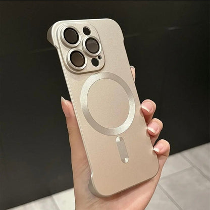 High-end magnetic frameless high-end iPhone 16 -12 phone case  frosted ultra-thin