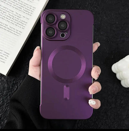 High-end magnetic frameless high-end iPhone 16 -12 phone case  frosted ultra-thin