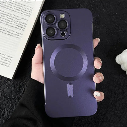 High-end magnetic frameless high-end iPhone 16 -12 phone case  frosted ultra-thin