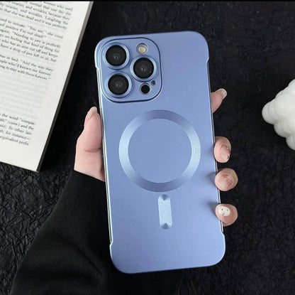 High-end magnetic frameless high-end iPhone 16 -12 phone case  frosted ultra-thin