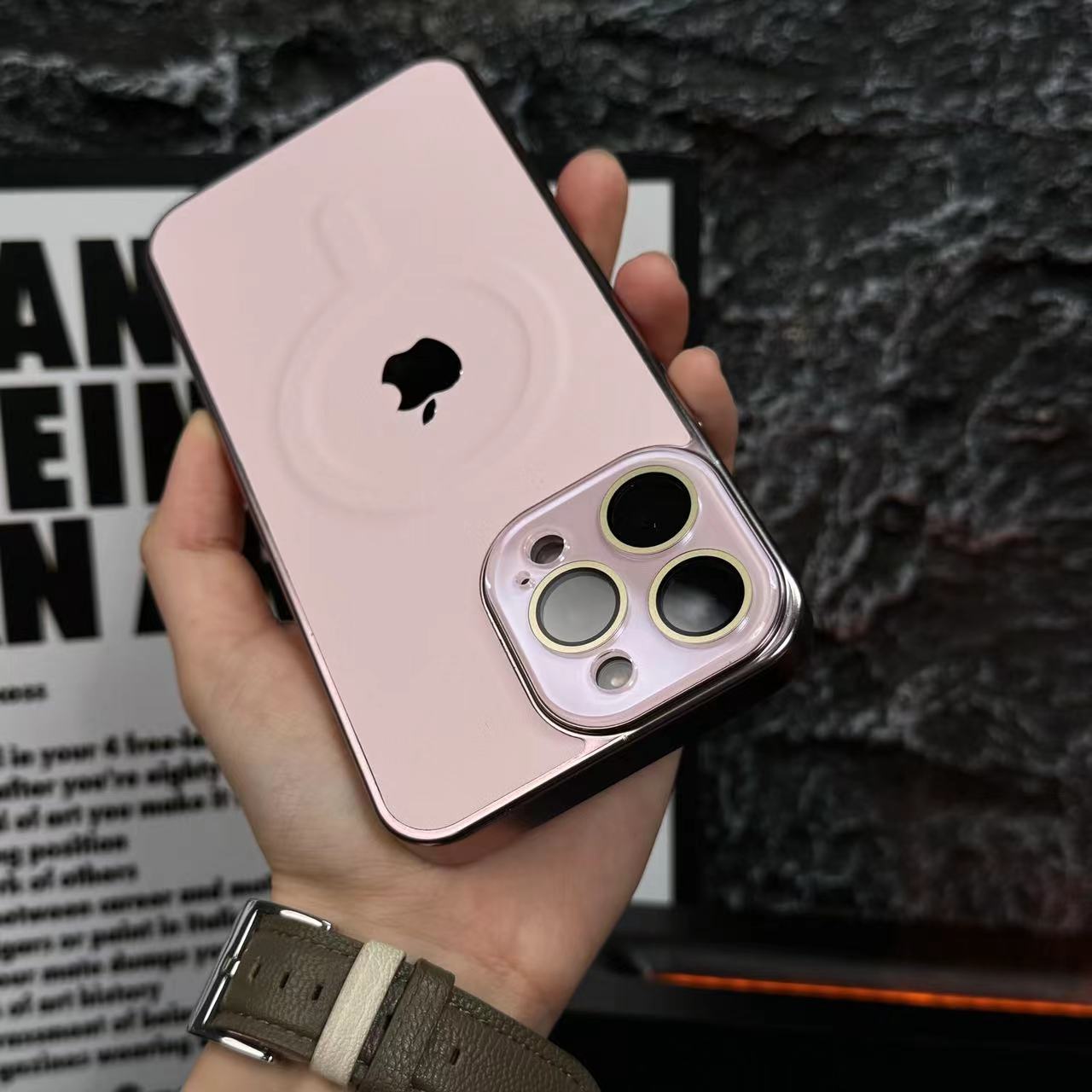 نظارات Apple 15/14/13 رفيعة للغاية مصنوعة من جلد البولي كربونات العادي مع حافظة مغناطيسية