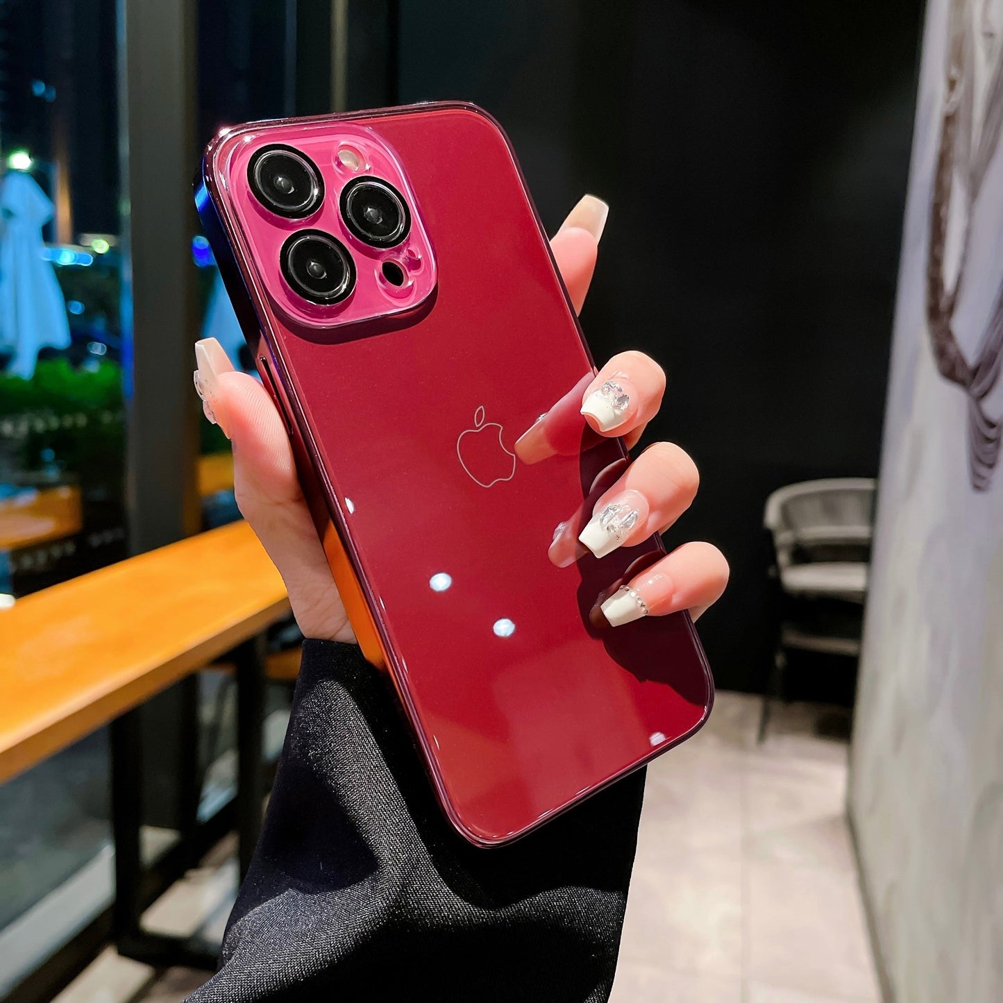 Apple16/15/14/13/12 comes with lens film mirror electroplated glass case