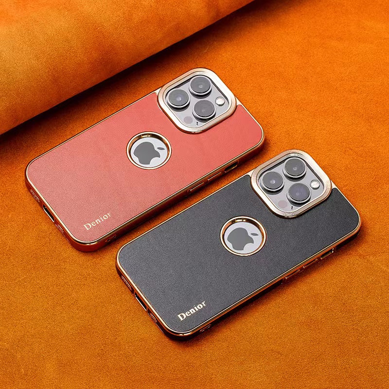 Apple 15-12 leather phone case. High-end cowhide cover. All-inclusive anti-fall advanced sense