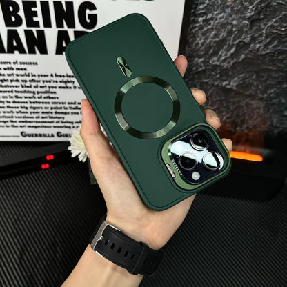 Apple 15/14/13/12 Frosted lens film bracket magnetic suction case, anti-fall mobile phone case