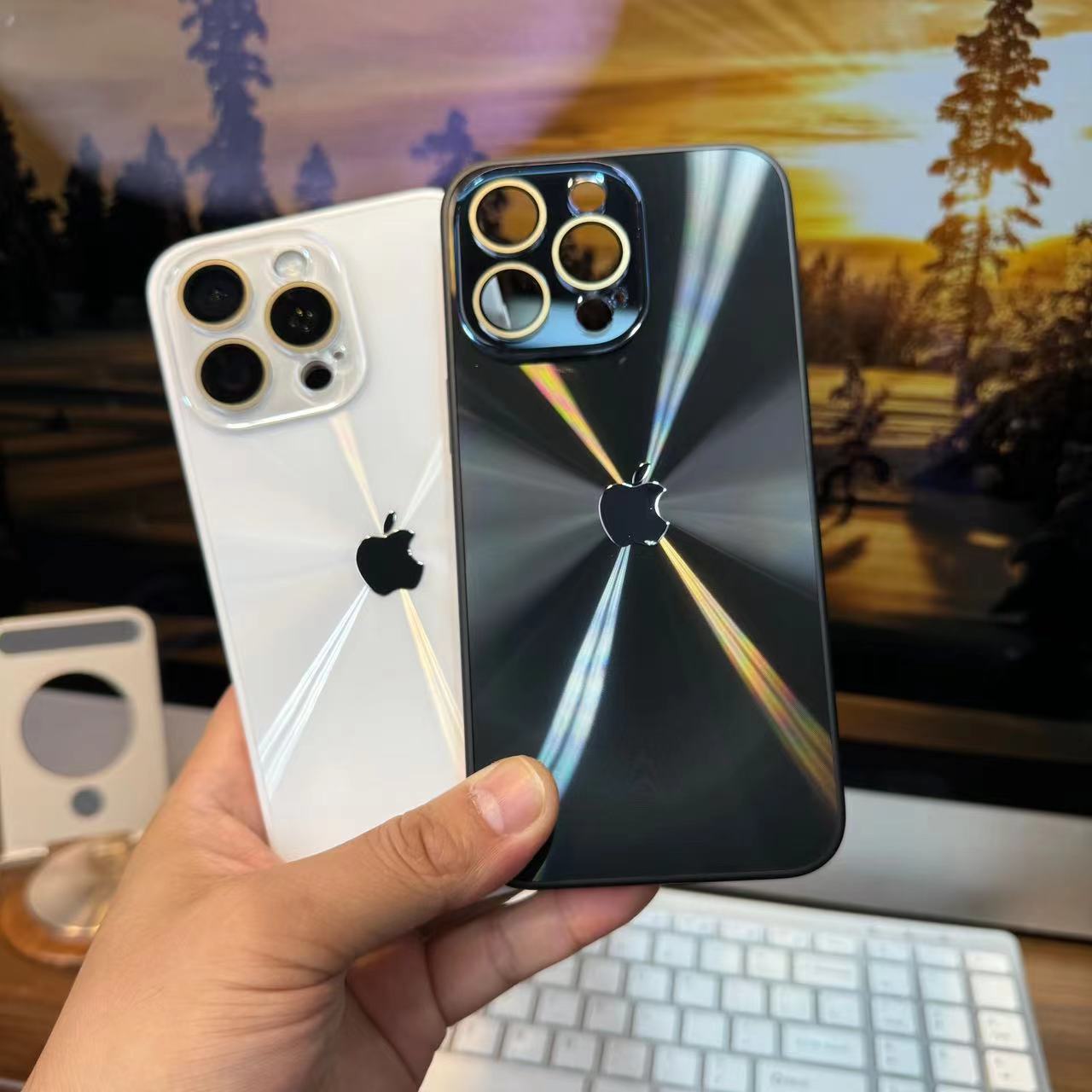 Apple16/15/14/13/Nano Lens Film Laser CD Texture iPhone Case