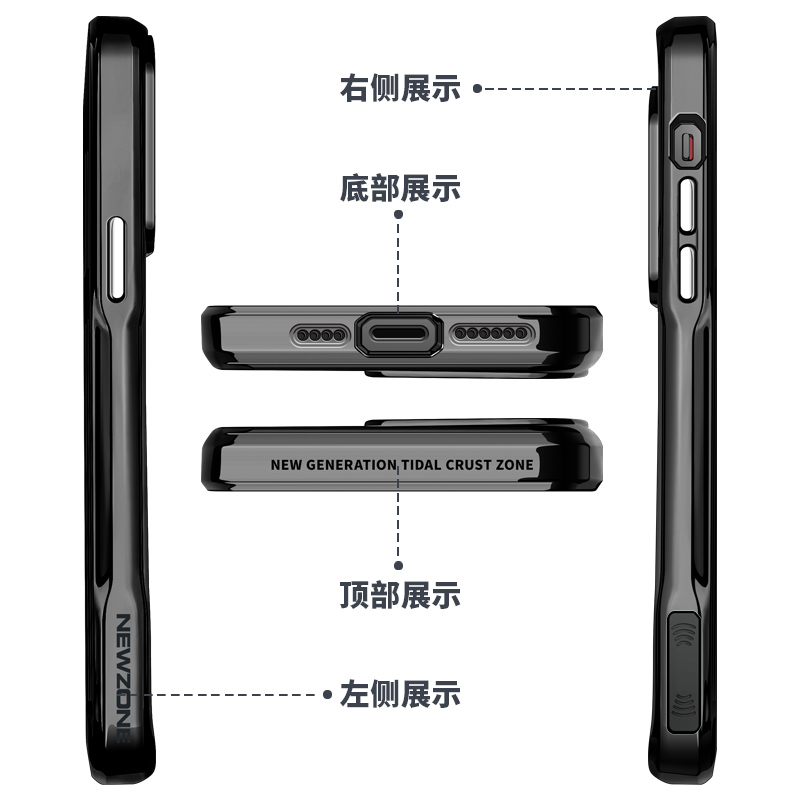 جراب خلفي شفاف من الأكريليك لهاتف Apple Armor مقاس 15/14/13/12، خصر صغير، ارتفاع، مقاس 15/14/13/12 
