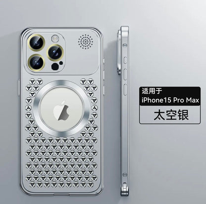 Apple16-12 aluminum alloy metal phone case supports wireless magnetic cooling