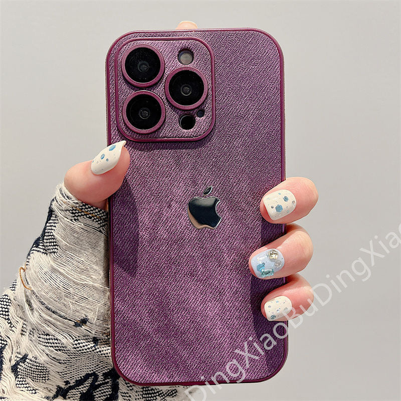 جراب جلدي شامل لهاتف Apple 15-12، مقاوم للسقوط، مع غشاء عدسة، وحواف ناعمة من السيليكون.