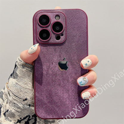 جراب جلدي شامل لهاتف Apple 15-12، مقاوم للسقوط، مع غشاء عدسة، وحواف ناعمة من السيليكون.