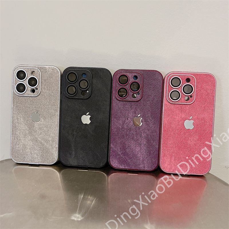 جراب جلدي شامل لهاتف Apple 15-12، مقاوم للسقوط، مع غشاء عدسة، وحواف ناعمة من السيليكون.