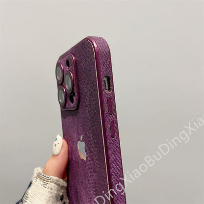 جراب جلدي شامل لهاتف Apple 15-12، مقاوم للسقوط، مع غشاء عدسة، وحواف ناعمة من السيليكون.