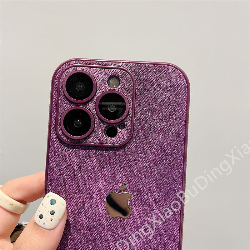 جراب جلدي شامل لهاتف Apple 15-12، مقاوم للسقوط، مع غشاء عدسة، وحواف ناعمة من السيليكون.