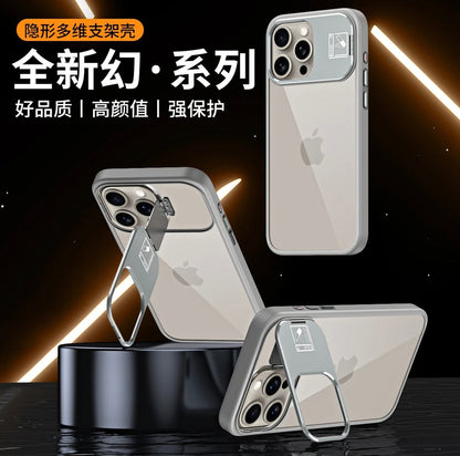 جراب هاتف محمول غير مرئي متعدد الأبعاد مزود بحامل مغناطيسي مضاد للسقوط لهاتف Apple 15/13