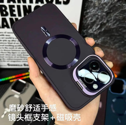 جراب واقي فائق النحافة مضاد للسقوط وعالي الجودة مع حامل عدسة مغناطيسي لجهاز Apple 15-13