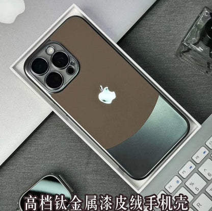 Apple 15/12 high-end leather velvet shell anti-fall mobile phone case super handsome high value