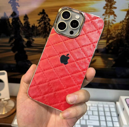 Apple 15/12 large hole PC electroplating diamond pattern leather case