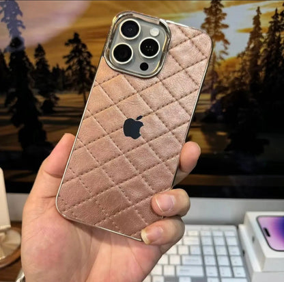 Apple 15/12 large hole PC electroplating diamond pattern leather case