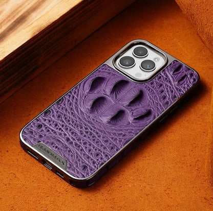 Apple 15/12 genuine leather crocodile claw pattern mobile phone case high-end full cover anti-fall