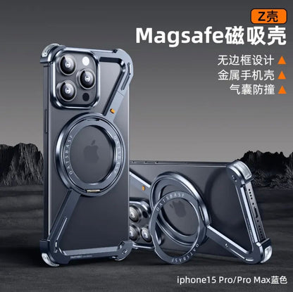 نموذج جديد لهاتف iPhone 15-12 حافظة Z بدون إطار مقاومة للحرارة ومقاومة للسقوط مع حامل دوار مغناطيسي للهاتف المحمول