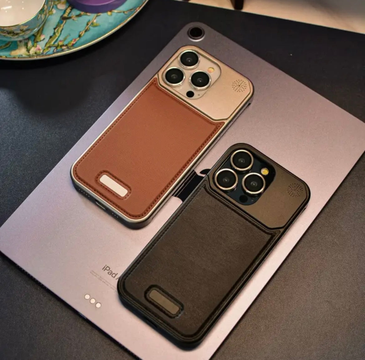 Apple 16-13 leather aluminum alloy protective case aromatherapy magnetic suction