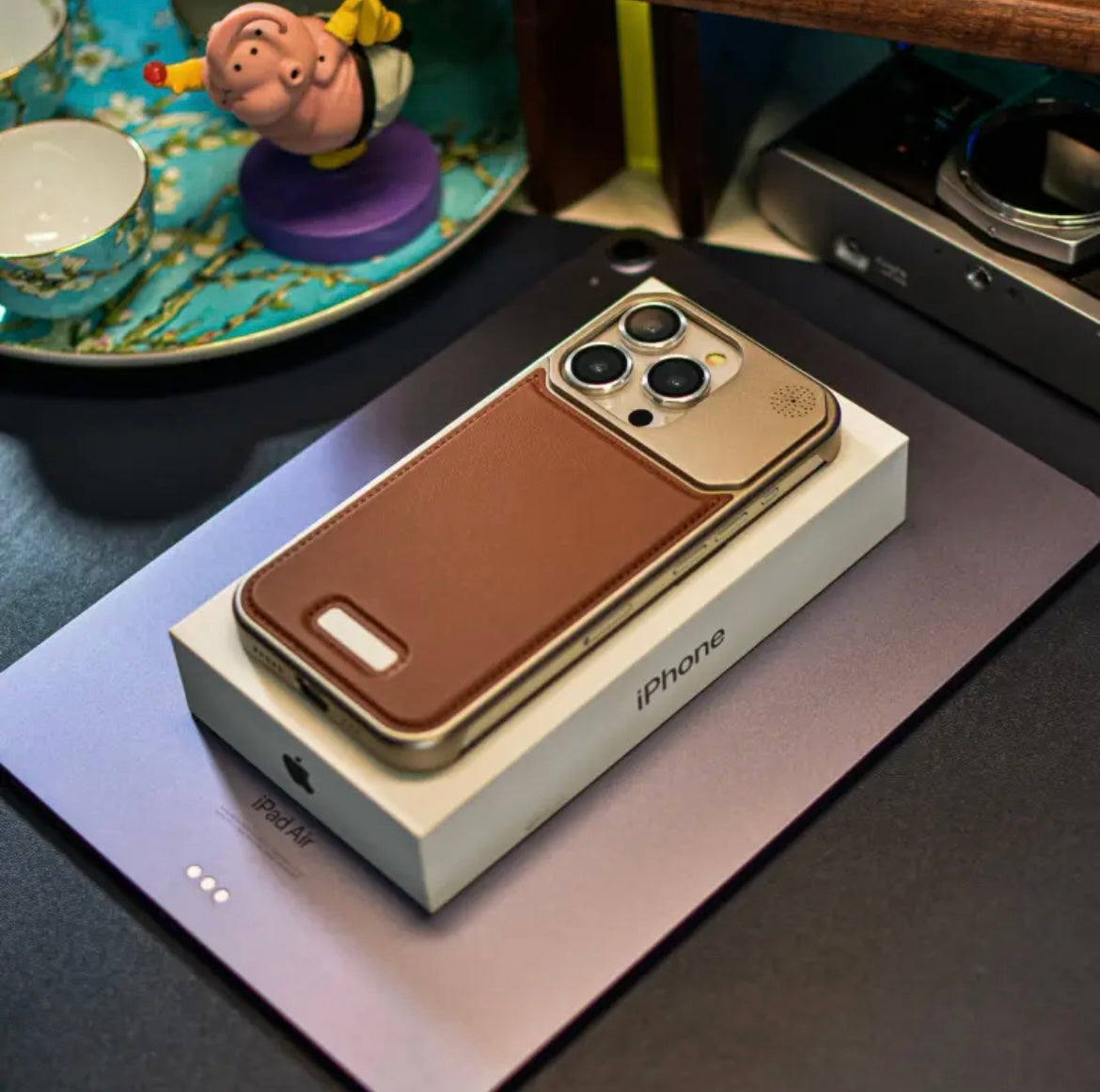 Apple 16-13 leather aluminum alloy protective case aromatherapy magnetic suction