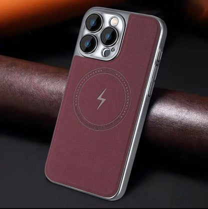 جرابات جلدية لامعة معدنية لأجهزة Apple مقاس 15-13 بوصة، بتصميم عصري، مع شفط مغناطيسي مقاوم للأوساخ