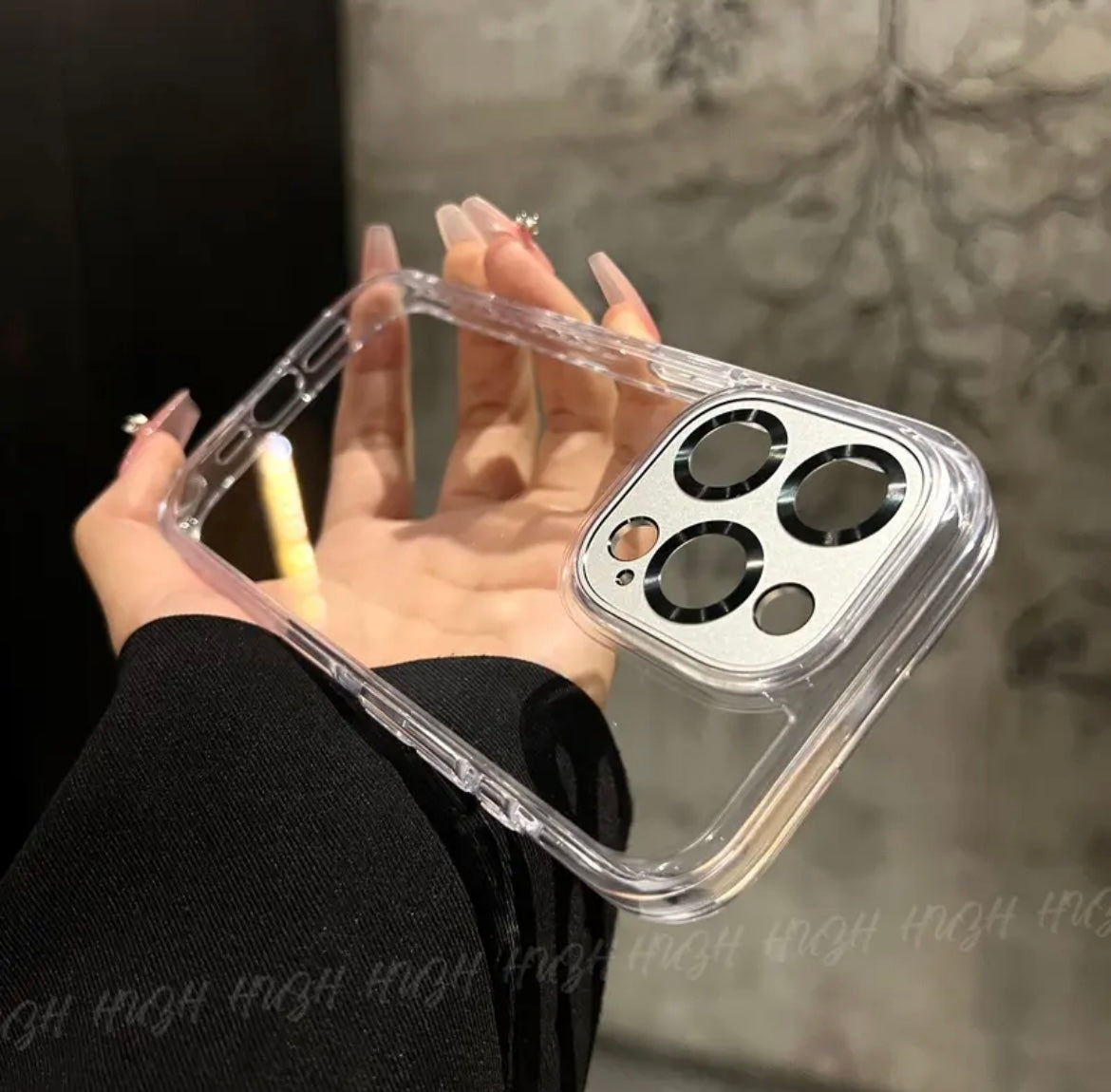 Apple 15-12 high quality ice transparent back panel airbag anti-fall mobile phone case simple