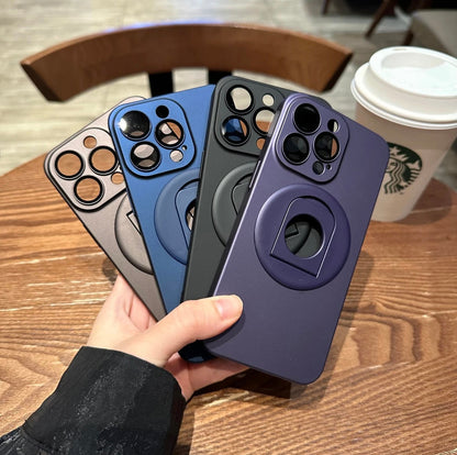 360° bracket magnetic suction apple 15-12 shell ultra-thin frosted lens full package