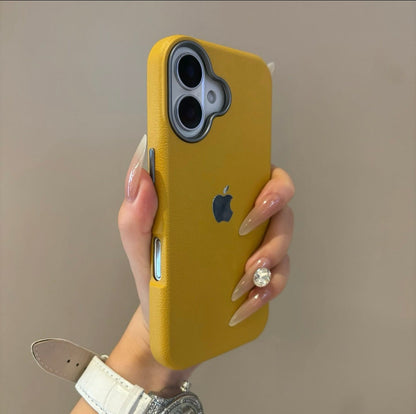 Simple solid color leather suitable for Apple 16-12 mobile phone case high-grade anti-fall