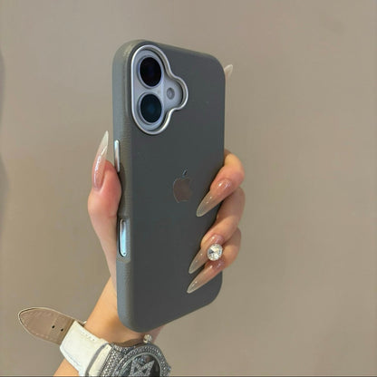 Simple solid color leather suitable for Apple 16-12 mobile phone case high-grade anti-fall