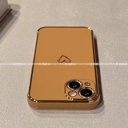 Simple desert titanium color love heart iPhone 16-11 mobile phone case anti-fall