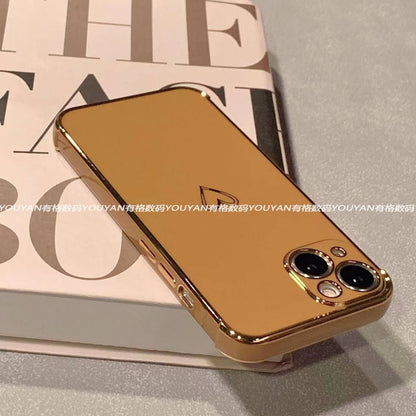 Simple desert titanium color love heart iPhone 16-11 mobile phone case anti-fall
