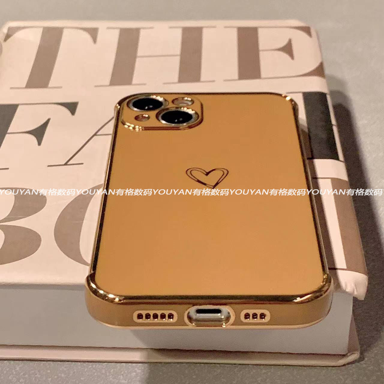 Simple desert titanium color love heart iPhone 16-11 mobile phone case anti-fall