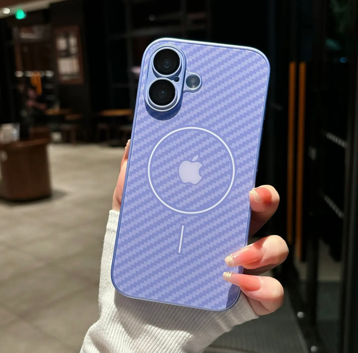 Apple 16/15/14/13/12 frosted skin-feel magnetic phone case with built-in mirror film