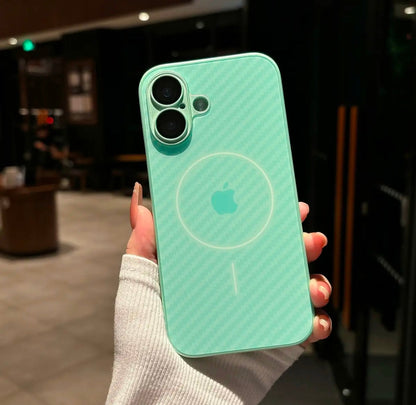 Apple 16/15/14/13/12 frosted skin-feel magnetic phone case with built-in mirror film