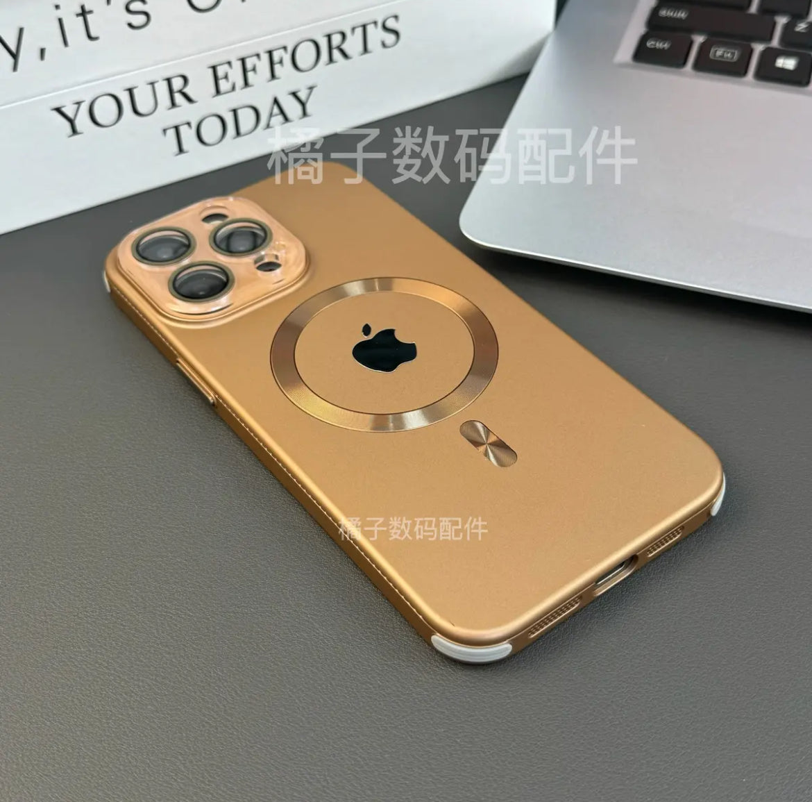 Apple 16-13 crystal lens metal magnetic ring four corner anti-fall mobile phone case