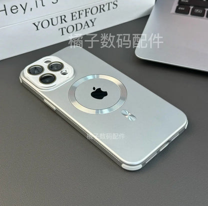 Apple 16-13 crystal lens metal magnetic ring four corner anti-fall mobile phone case