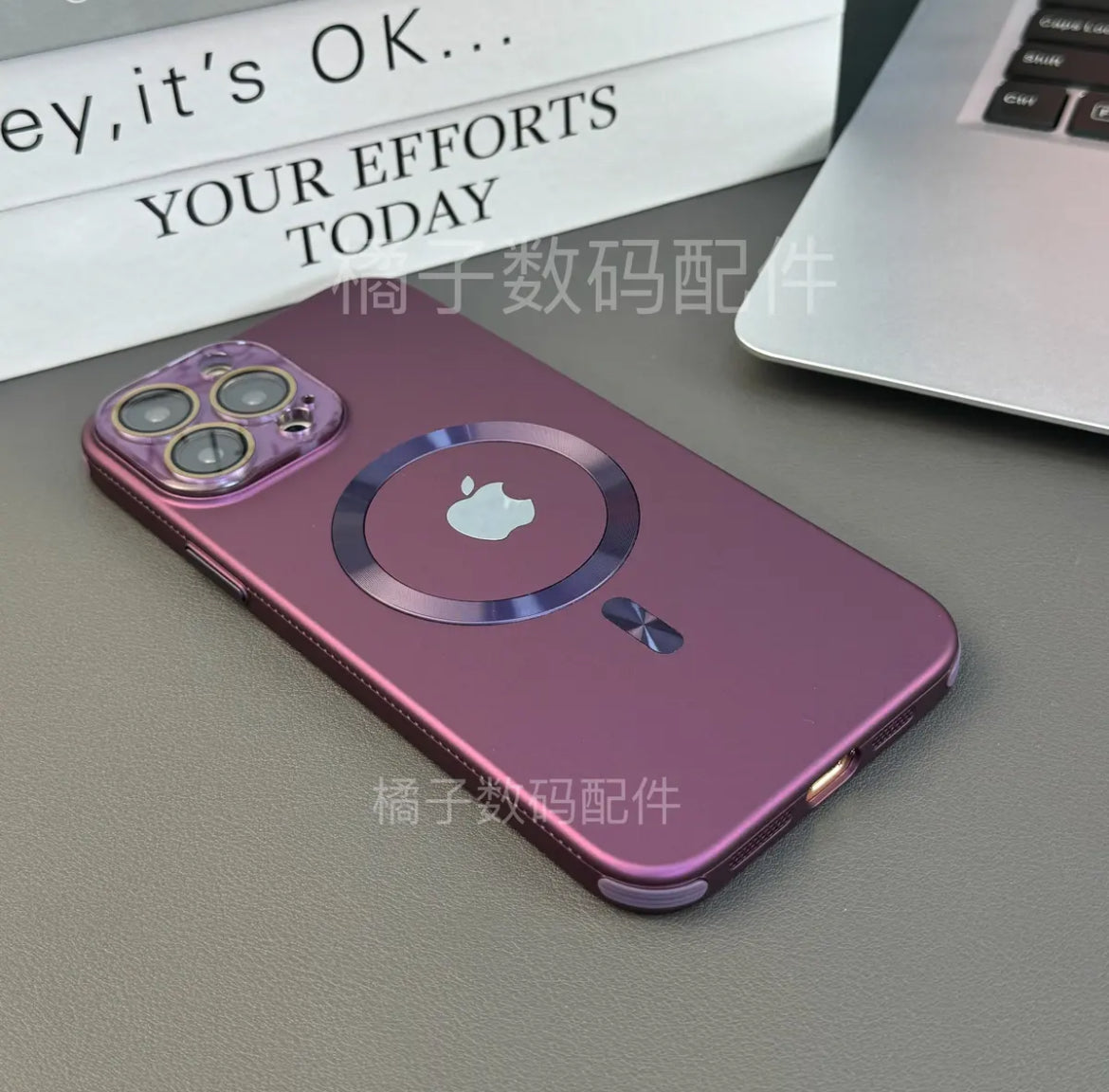 Apple 16-13 crystal lens metal magnetic ring four corner anti-fall mobile phone case