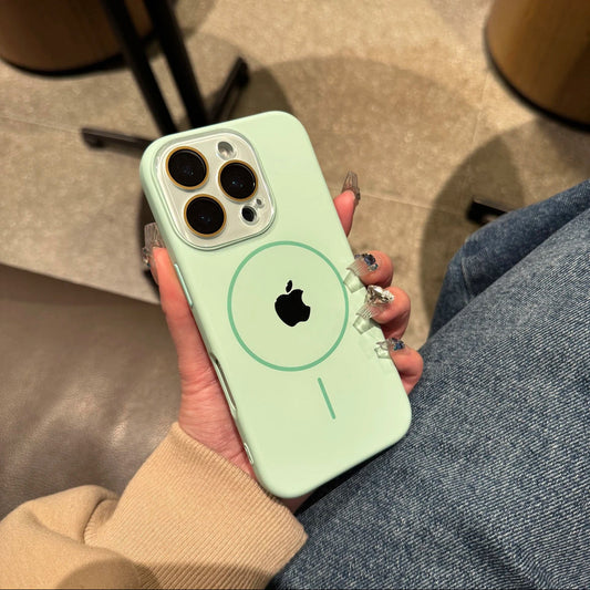 غطاء عدسة كريستالي عالي الجودة لهاتف iPhone 16-12 مع جراب ناعم مغناطيسي ملمس للبشرة