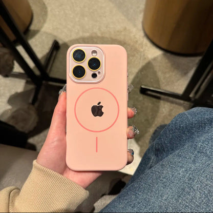 غطاء عدسة كريستالي عالي الجودة لهاتف iPhone 16-12 مع جراب ناعم مغناطيسي ملمس للبشرة