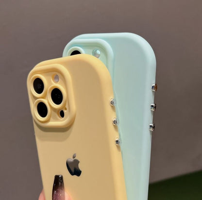 Apple 16-11 case full cover anti-fall ins pure color simple skin-feel frosted metal buttons