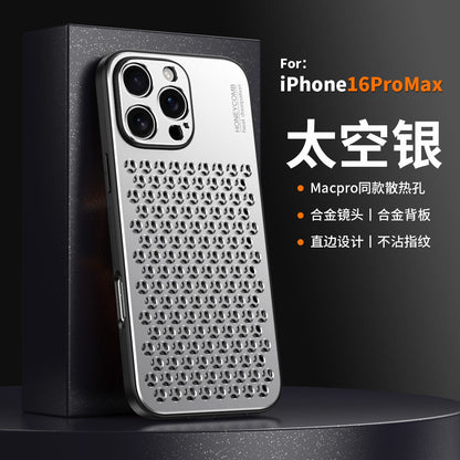 iPhone 16-13 metal hollow phone case new style heat dissipation and anti-fall protection