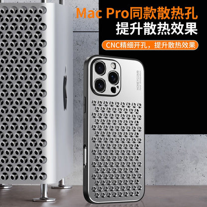 iPhone 16-13 metal hollow phone case new style heat dissipation and anti-fall protection